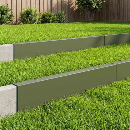 Garden Cover Profile 100 x 5 x 15 cm Steel 10 pcs Olive green