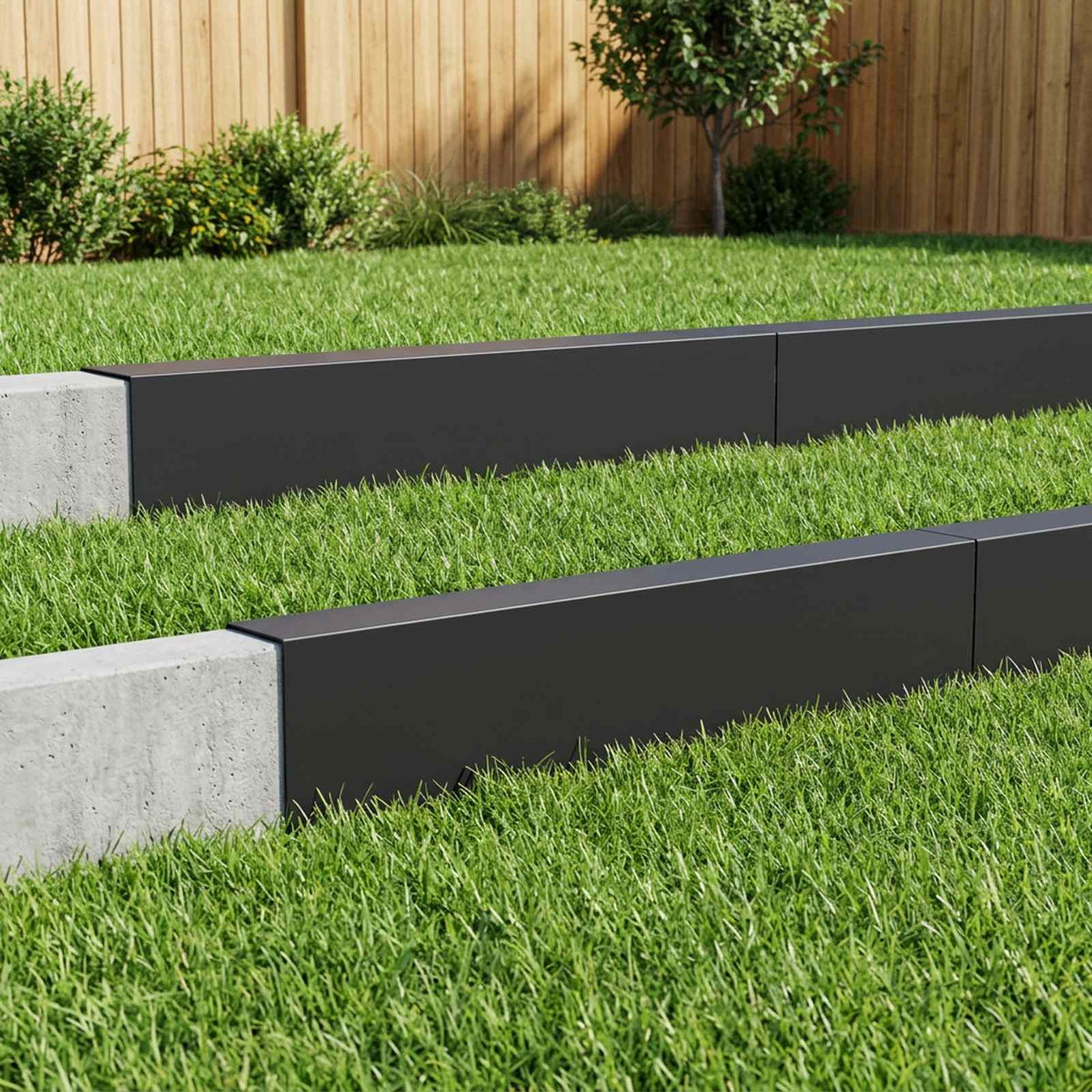 Garden Cover Profile 100 x 6 x 15 cm Steel 10 pcs Black