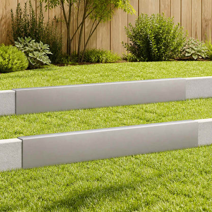 vidaXL Garden Cover Profile 2 pcs 100 x 6 x 15 cm Stainless Steel 1