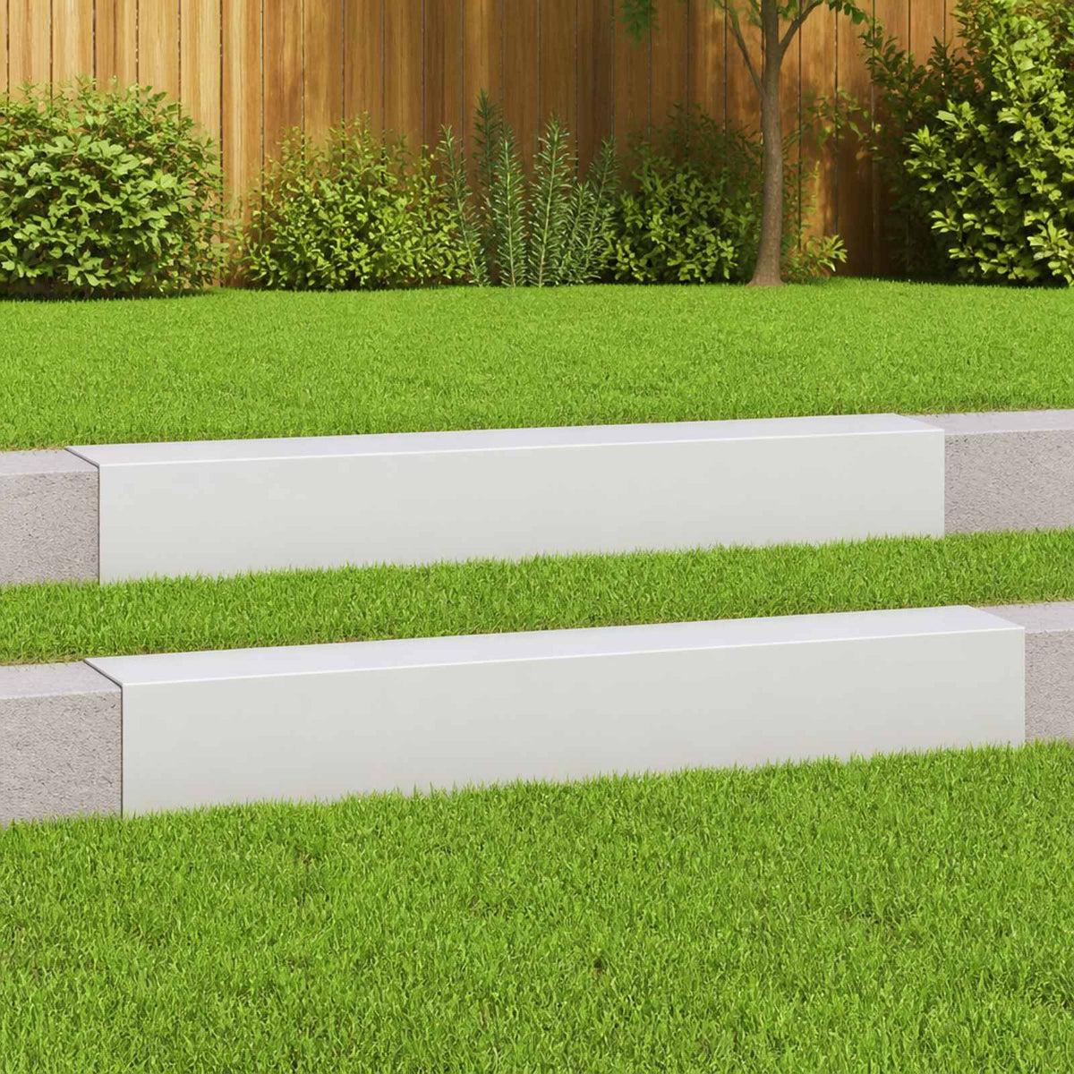Garden Cover Profile 100 x 15 x 15 cm Steel 2 pcs White