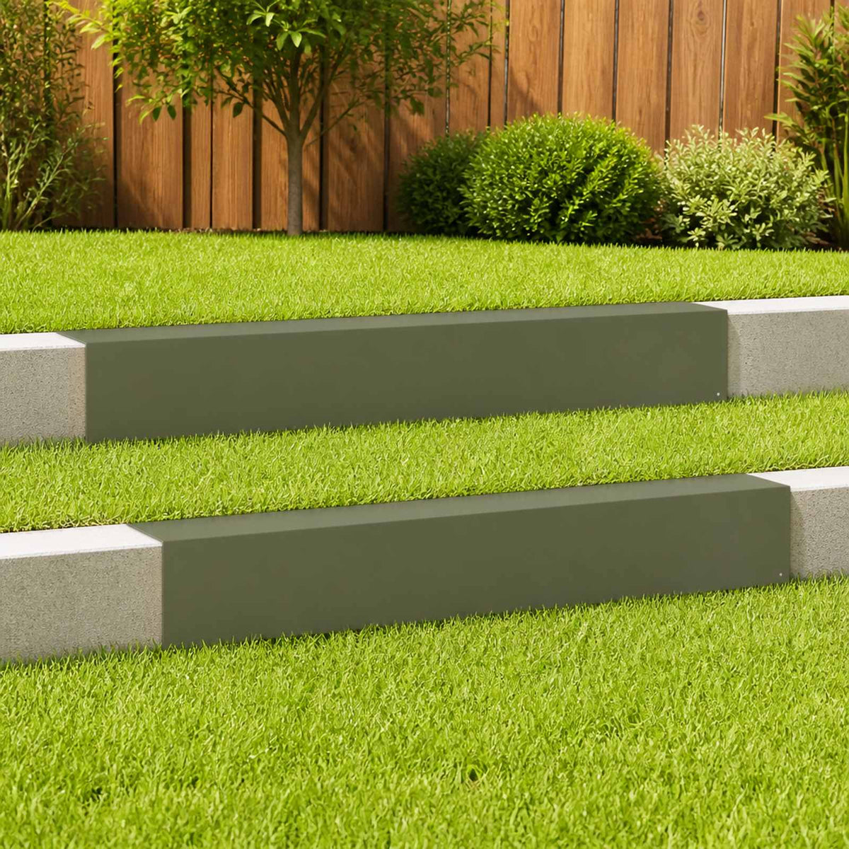 Garden Cover Profile 100 x 15 x 15 cm Steel 2 pcs Olive green