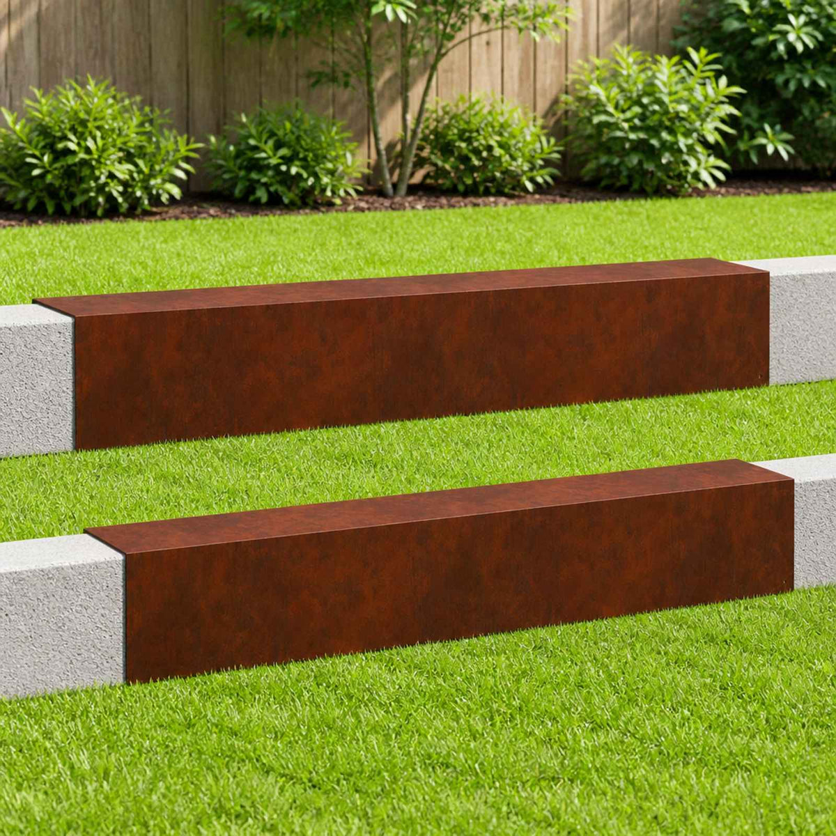 Garden Cover Profile 100 x 15 x 15 cm Steel 2 pcs Weathering steel