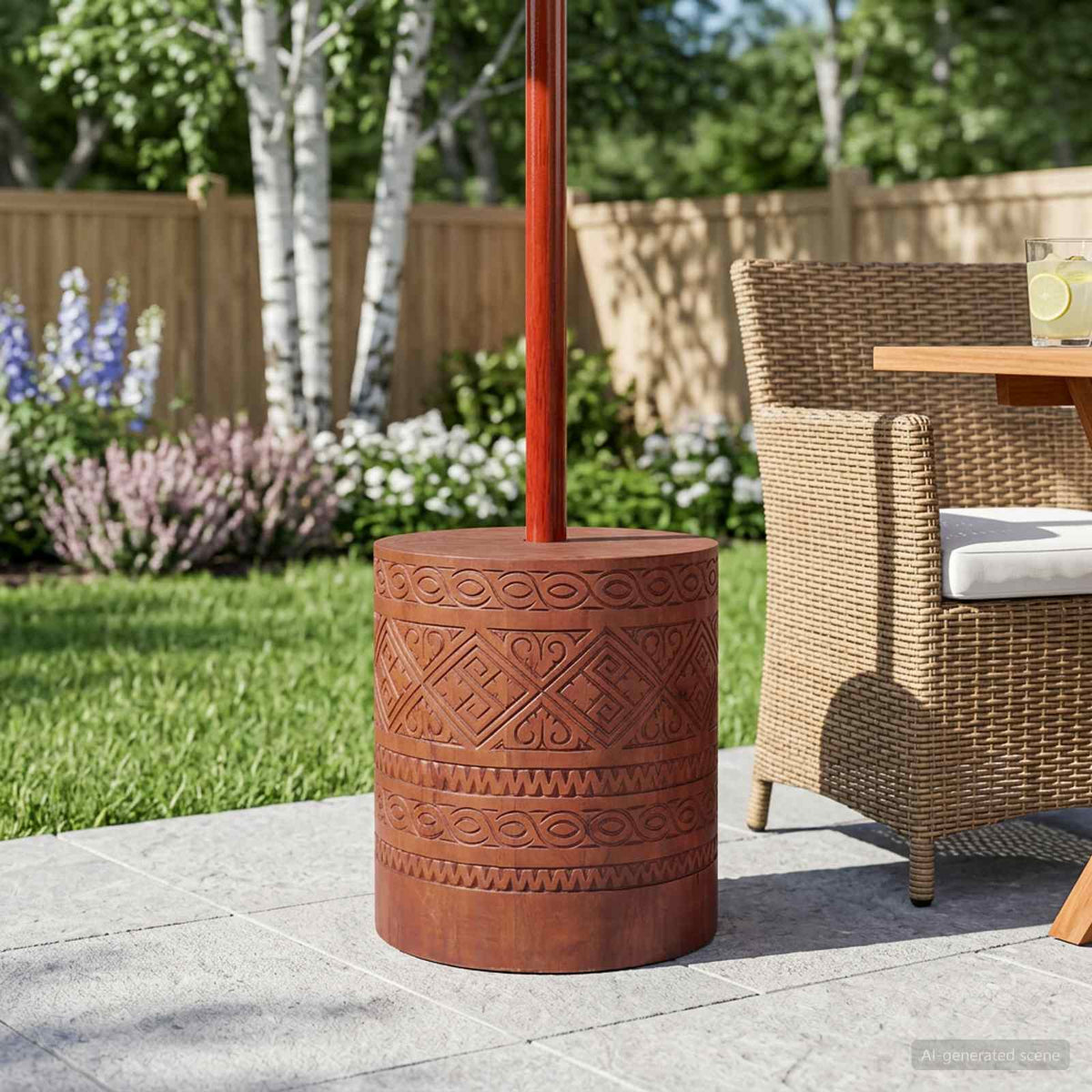 Parasol Base 23 kg Solid Wood Cylindrical Brown