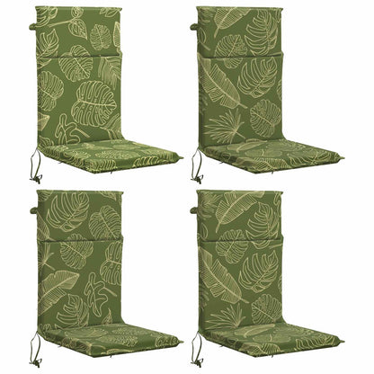 vidaXL High Back Chair Cushion GEMERT 4 pcs 100% Polyester Leaf Design 2