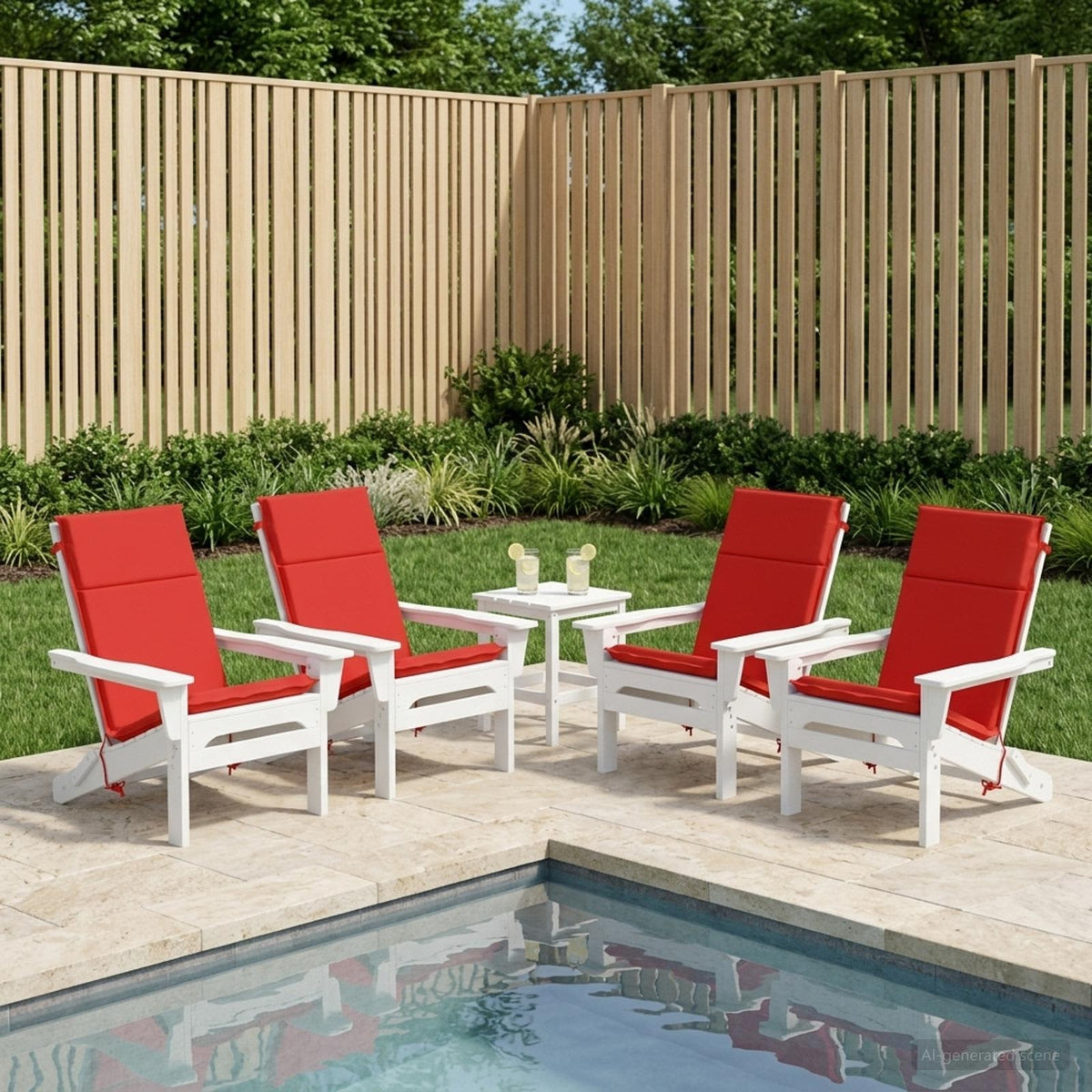 vidaXL High Back Chair Cushion GEMERT 4 pcs 100% Polyester Red 1