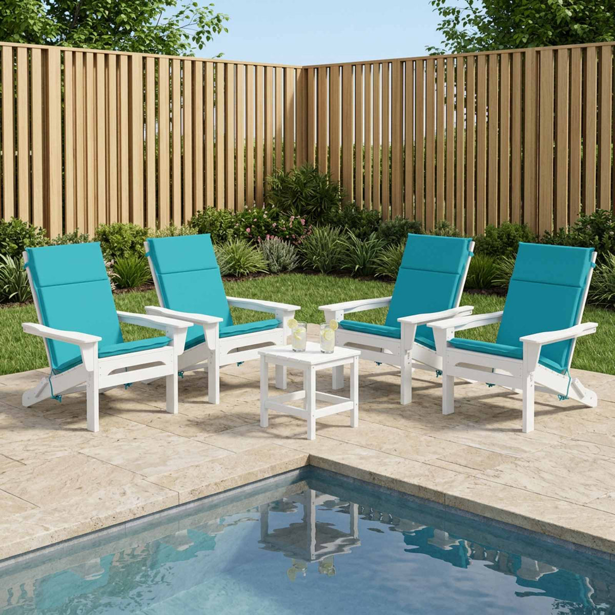 vidaXL High Back Chair Cushion GEMERT 4 pcs 100% Polyester Turquoise 1