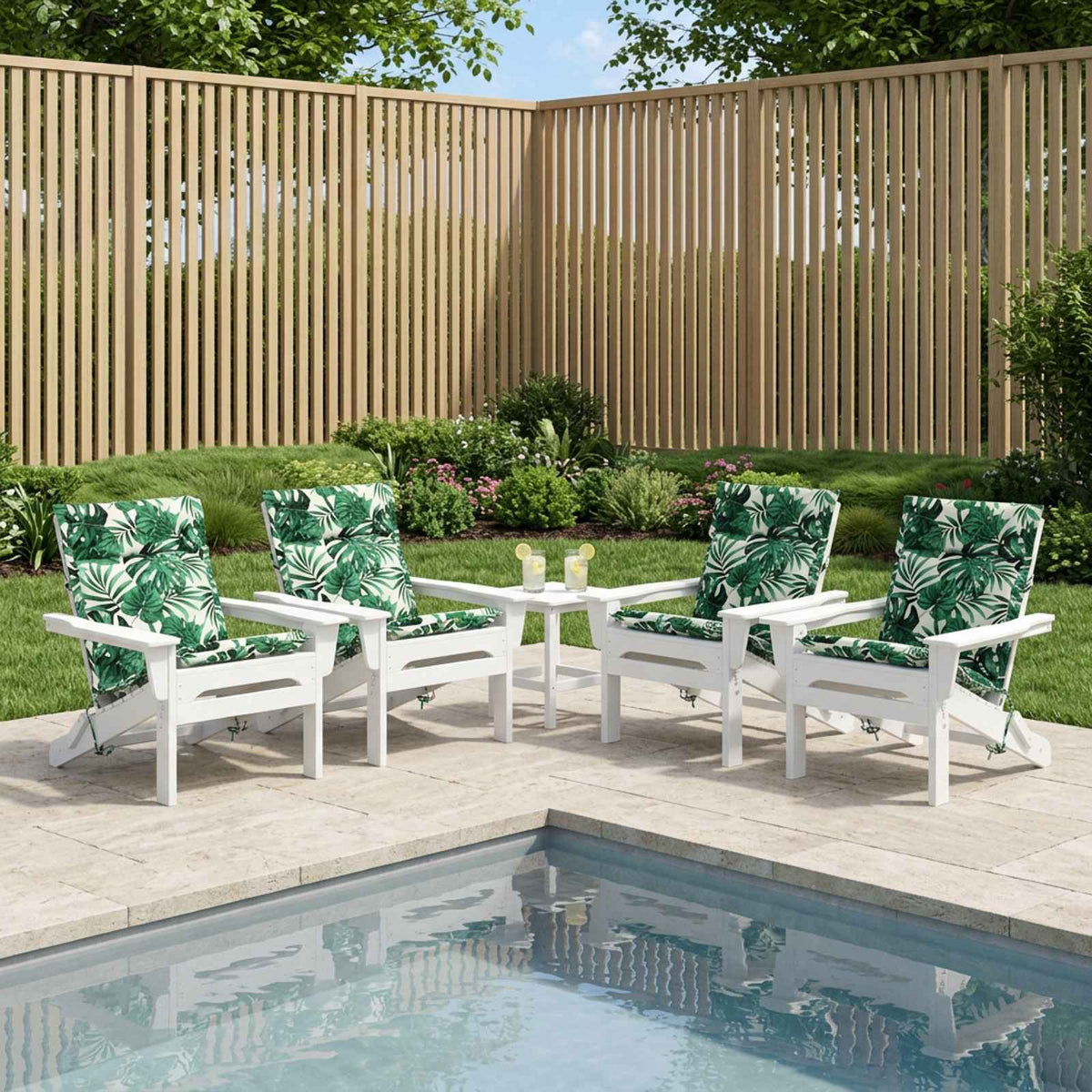 Low Back Chair Cushion GEMERT 100% Polyester Grey 110 x 50 x 3 cm 6 pcs Leaf pattern (polyester)