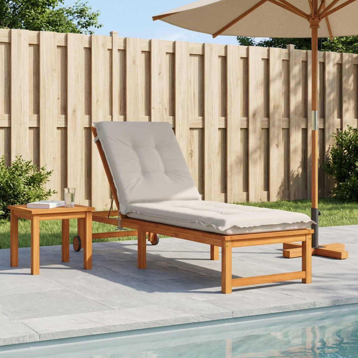Sunlounger Cushion GEMERT 100% Polyester Melange 190 x 60 x 9 cm White
