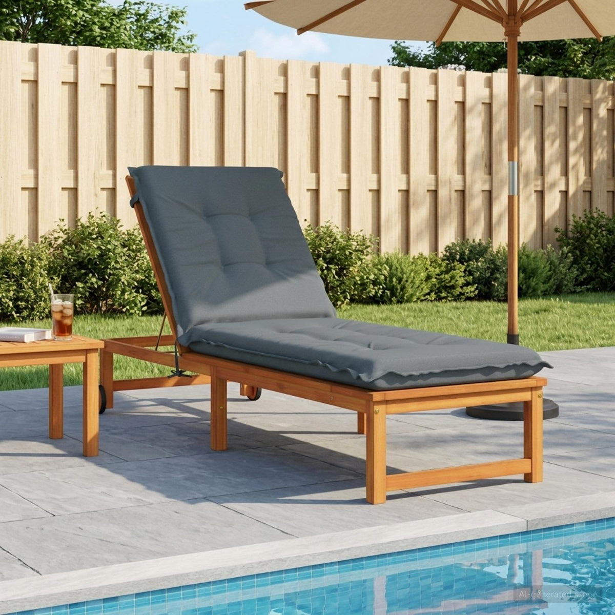 Sunlounger Cushion GEMERT 100% Polyester Melange 190 x 60 x 9 cm Blue