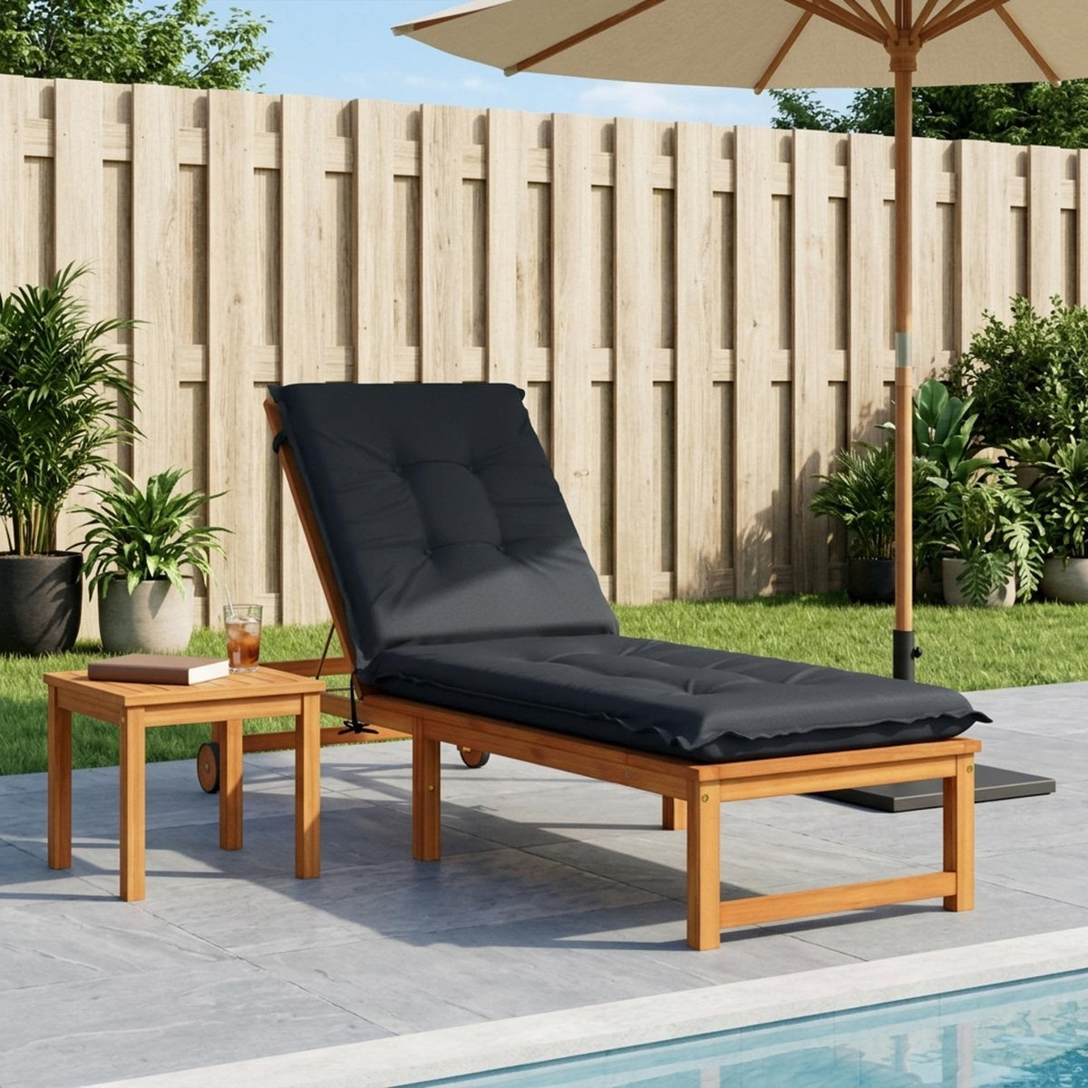 Sunlounger Cushion GEMERT 100% Polyester Melange 190 x 60 x 9 cm Dark blue