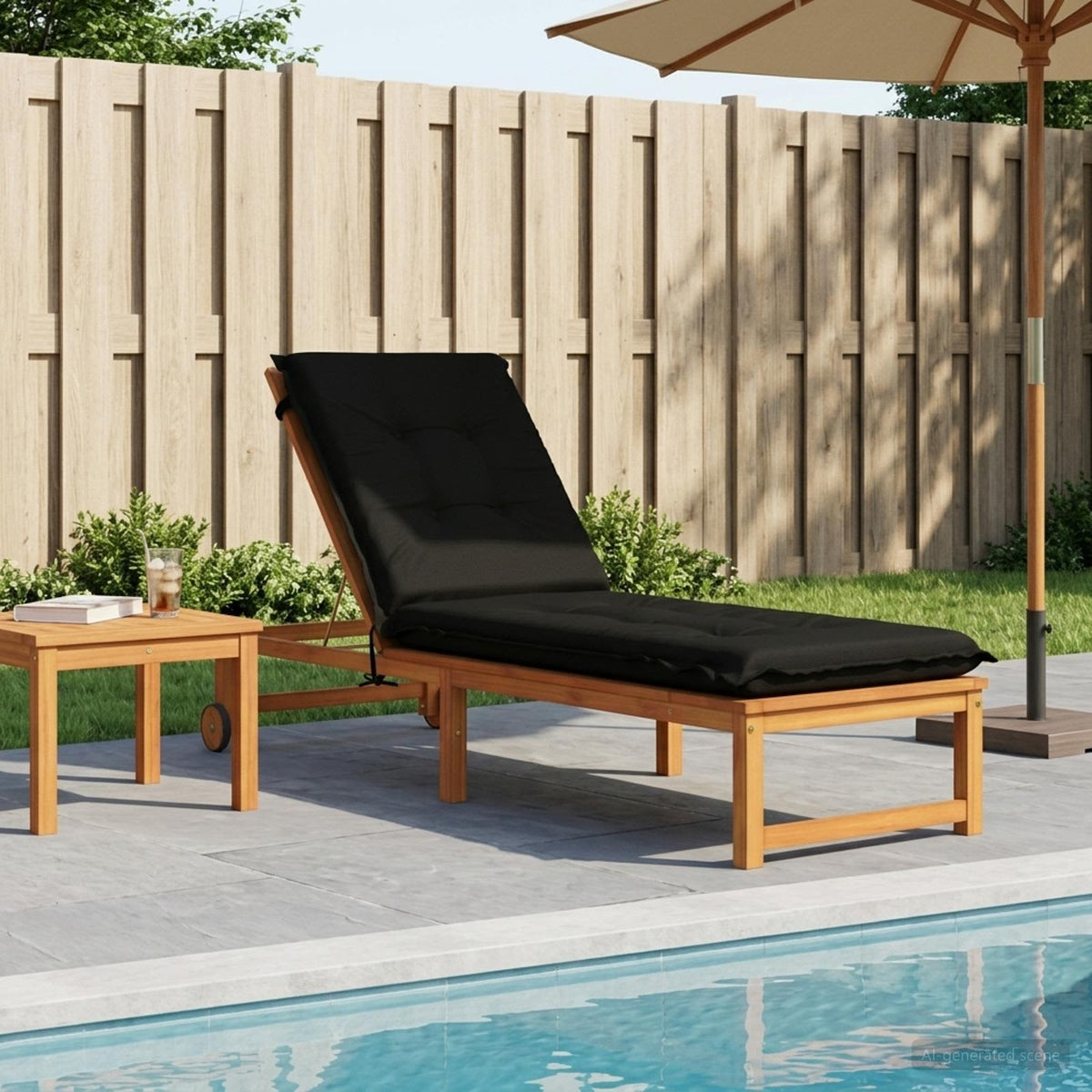Sunlounger Cushion GEMERT 100% Polyester Melange 190 x 60 x 9 cm Black