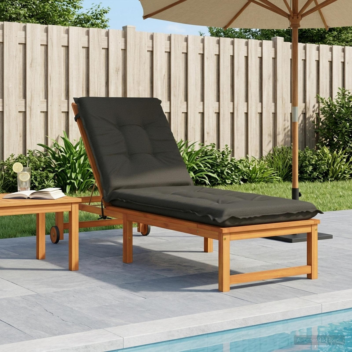 Sunlounger Cushion GEMERT 100% Polyester Melange 190 x 60 x 9 cm Anthracite