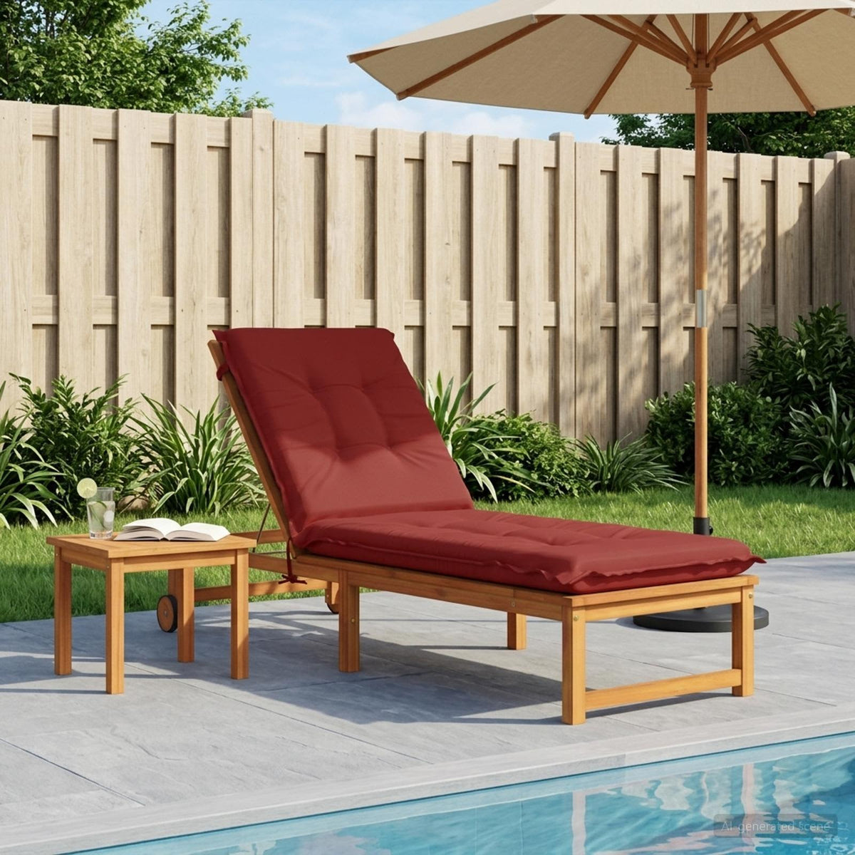 Sunlounger Cushion GEMERT Polyester 190 x 60 x 9 cm Wine red