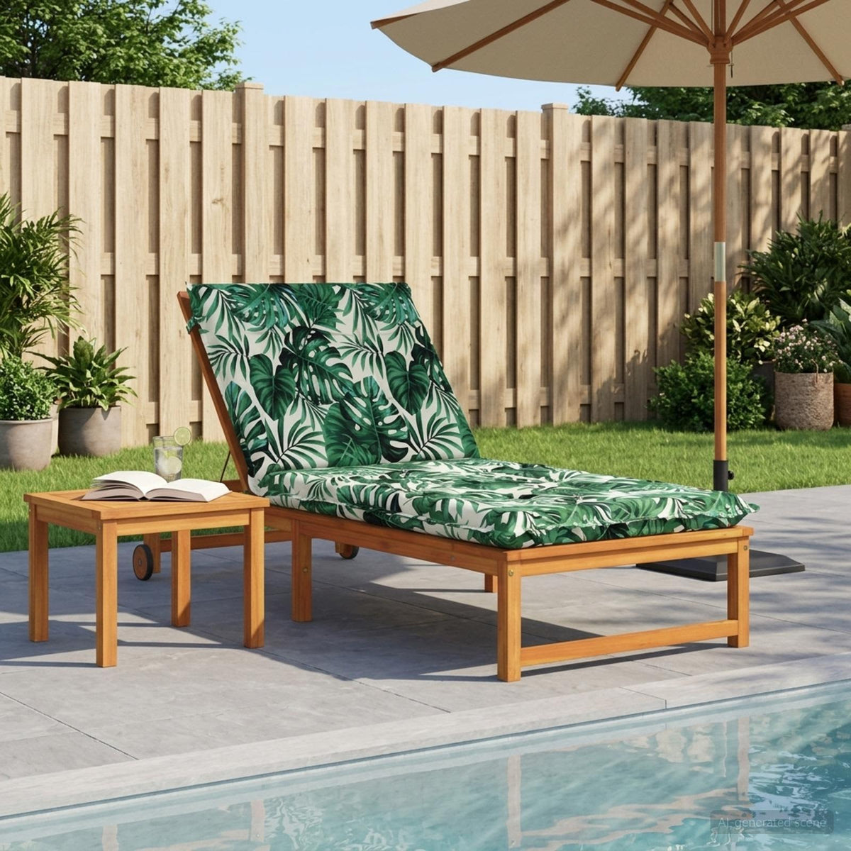 Sunlounger Cushion GEMERT Polyester 190 x 90 x 9 cm Leaf pattern