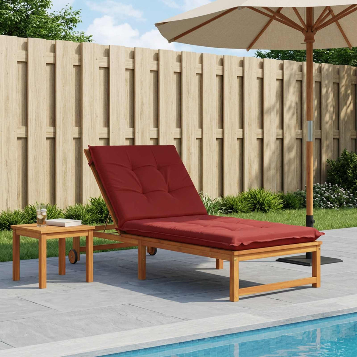 Sunlounger Cushion GEMERT Polyester 190 x 90 x 9 cm Wine red