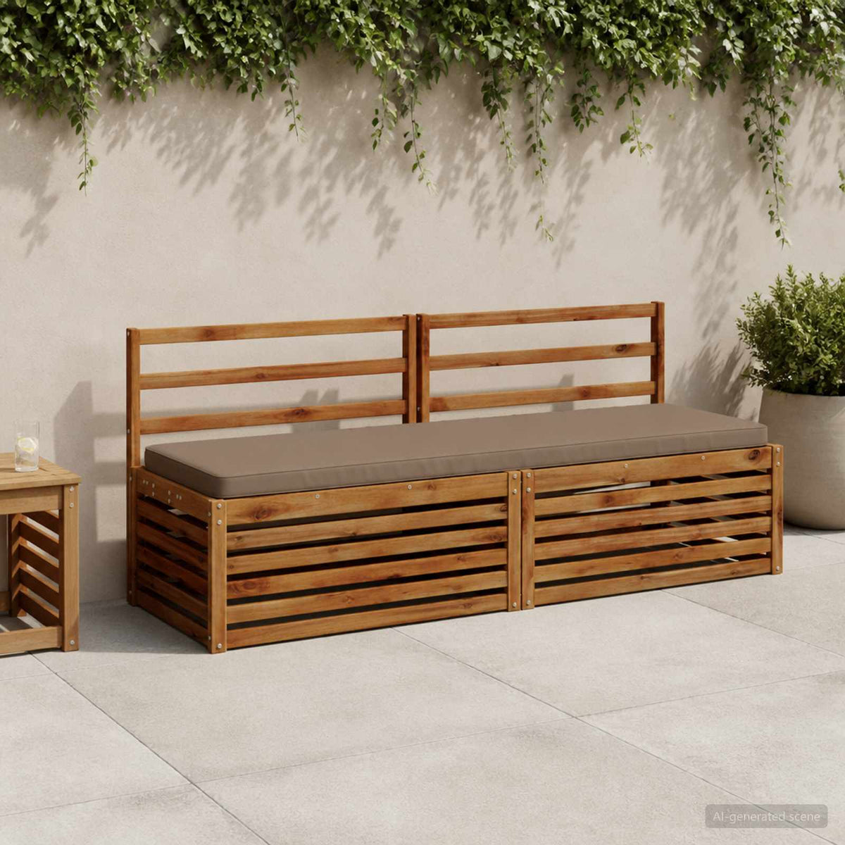 2-Piece Bench Cushions VUGHT 100% Polyester Red 2 pcs 200 x 50 cm Taupe (melange)