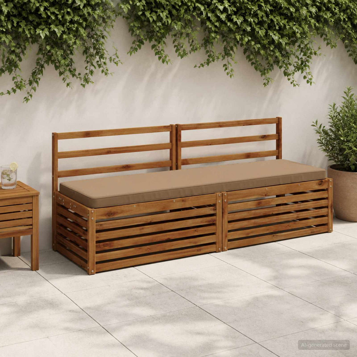 2-Piece Bench Cushions VUGHT 100% Polyester Red 2 pcs 200 x 50 cm Taupe (polyester)