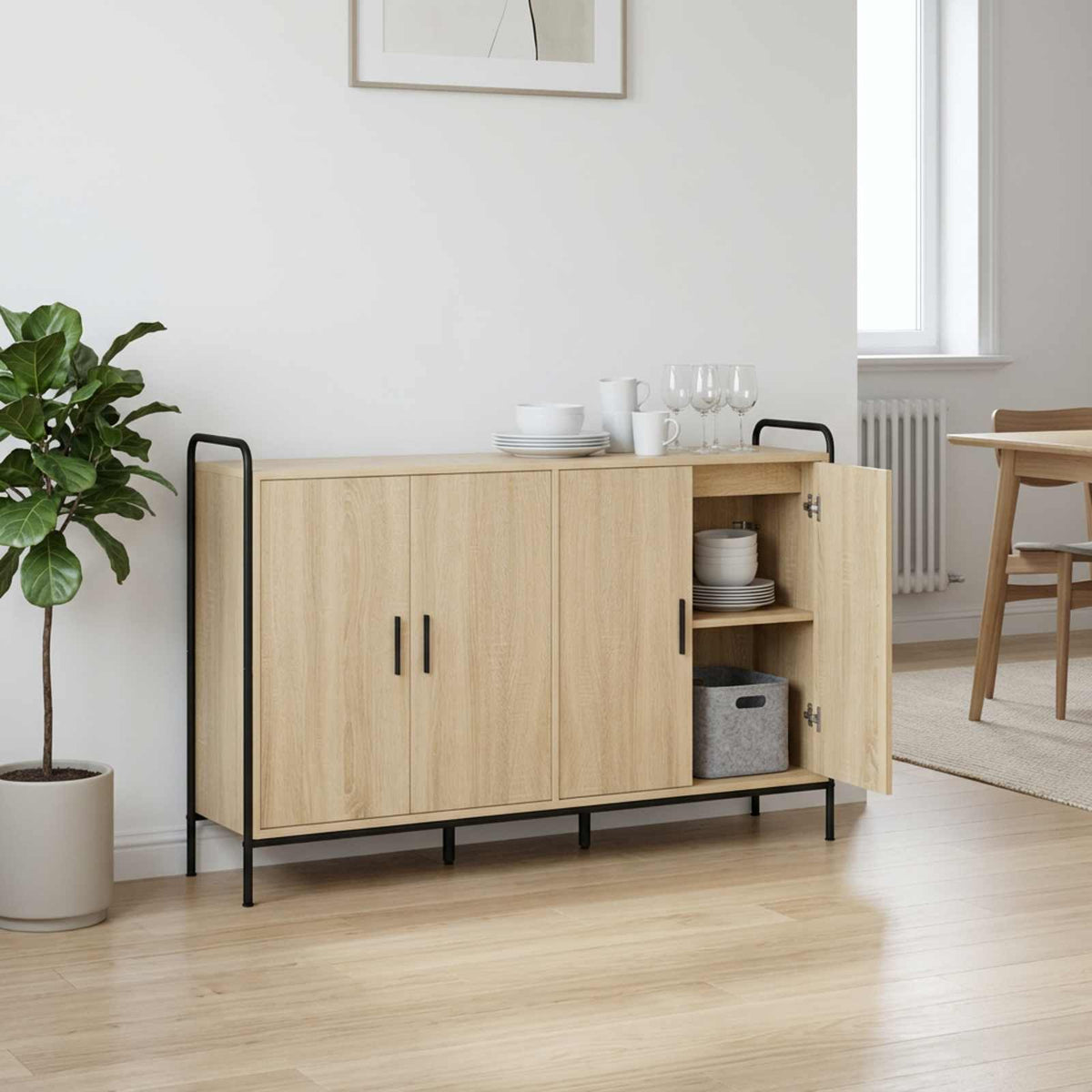Sideboard 135 x 33 x 81 cm Engineered Wood Sonoma oak