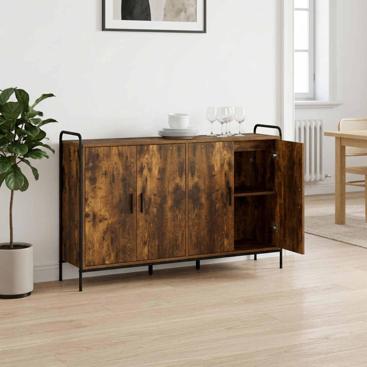 Sideboard 135 x 33 x 81 cm Engineered Wood Smoked oak
