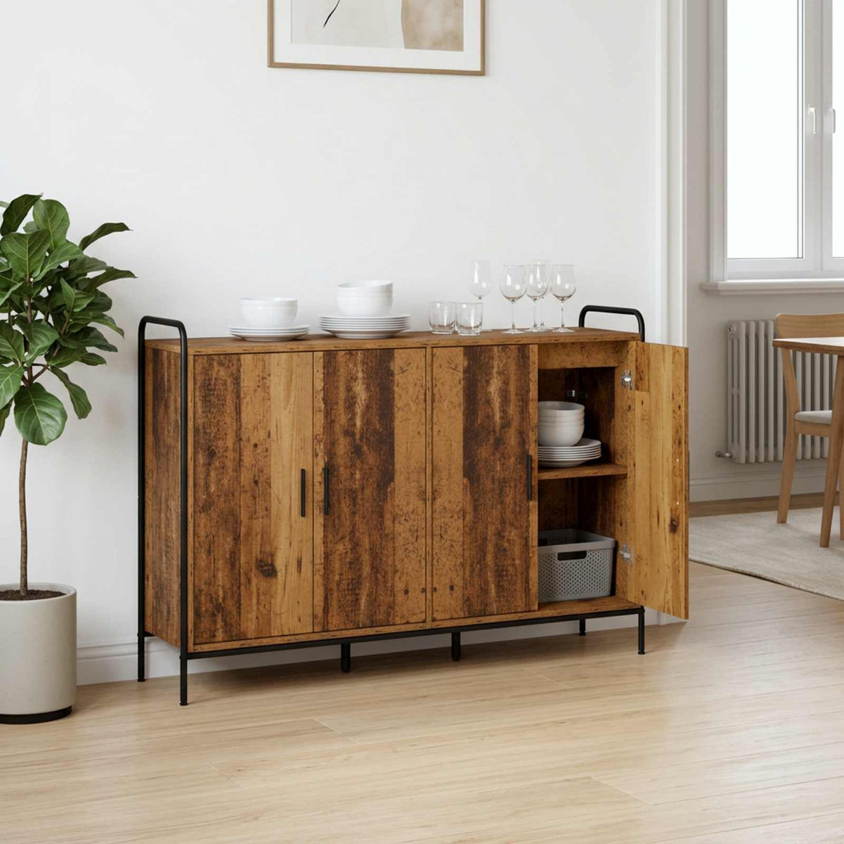 Sideboard 135 x 33 x 81 cm Engineered Wood Old wood