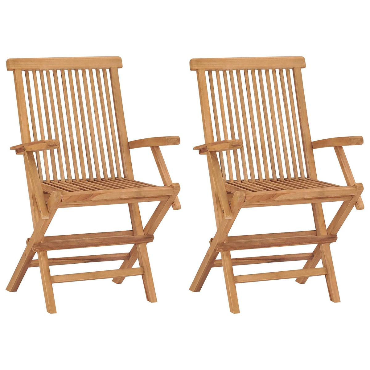 3 Piece Folding Garden Bistro Set Natural Solid Teak Wood with armrest 2-Seater Round