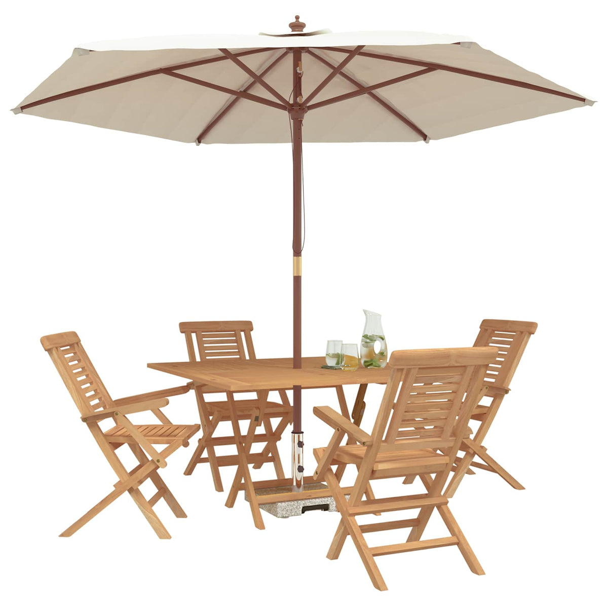 Garden Set 5 pcs Brown 110 x 110 x 75 cm Solid Teak Wood Armchair Square