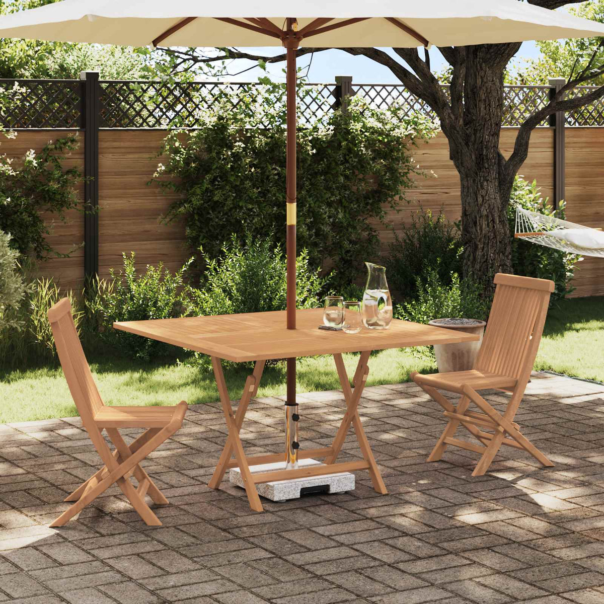 vidaXL Garden Bistro Set 3 pcs Natural Solid Teak Wood