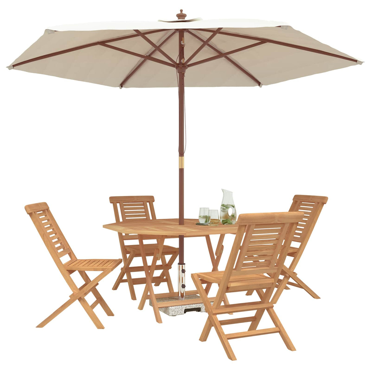 vidaXL Garden Set 5 pcs Brown 110 x 110 x 75 cm Solid Teak Wood 3