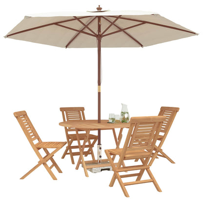 Garden Set 5 pcs Brown 110 x 110 x 75 cm Solid Teak Wood Armless chair Round
