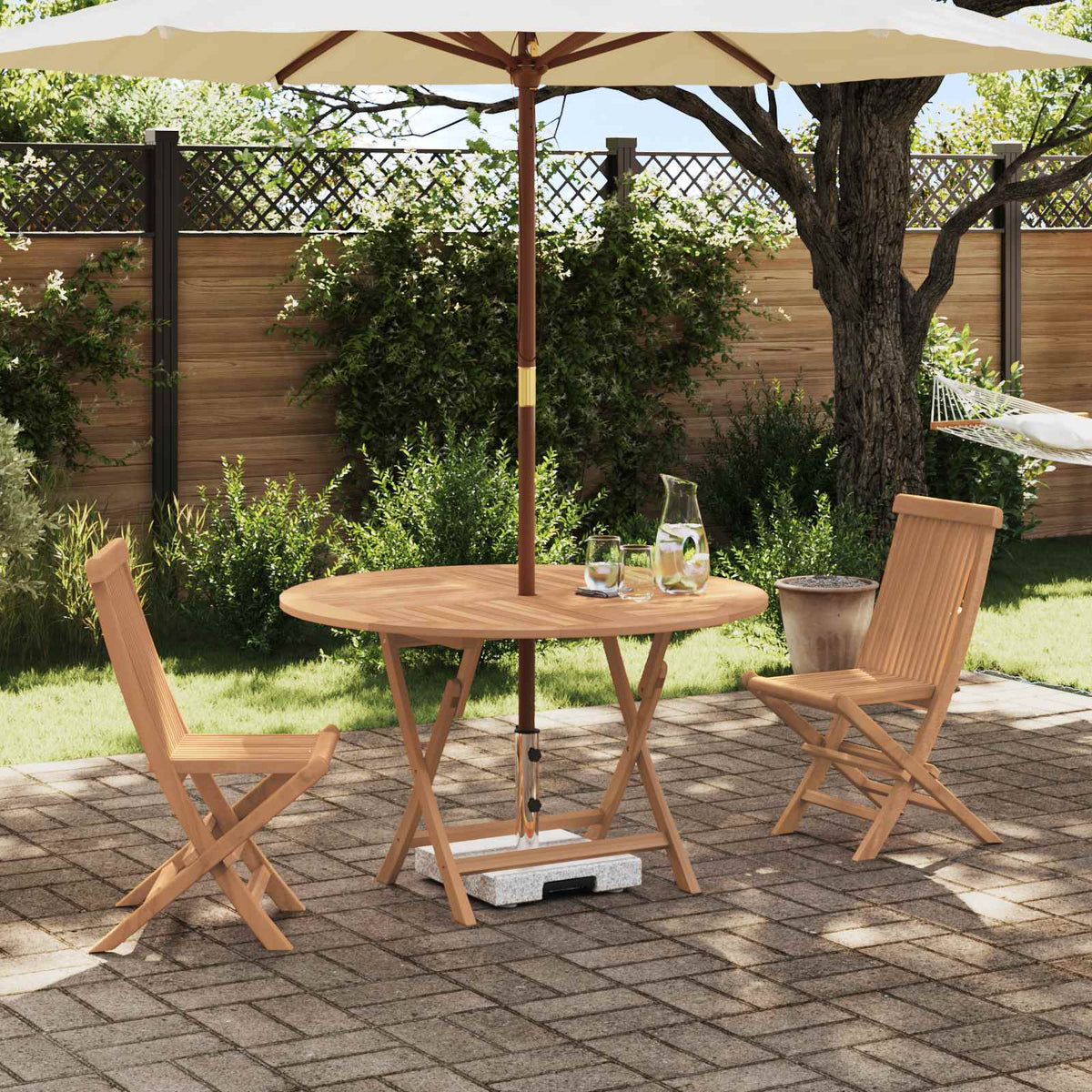 vidaXL Garden Bistro Set 3 pcs Natural Solid Teak Wood