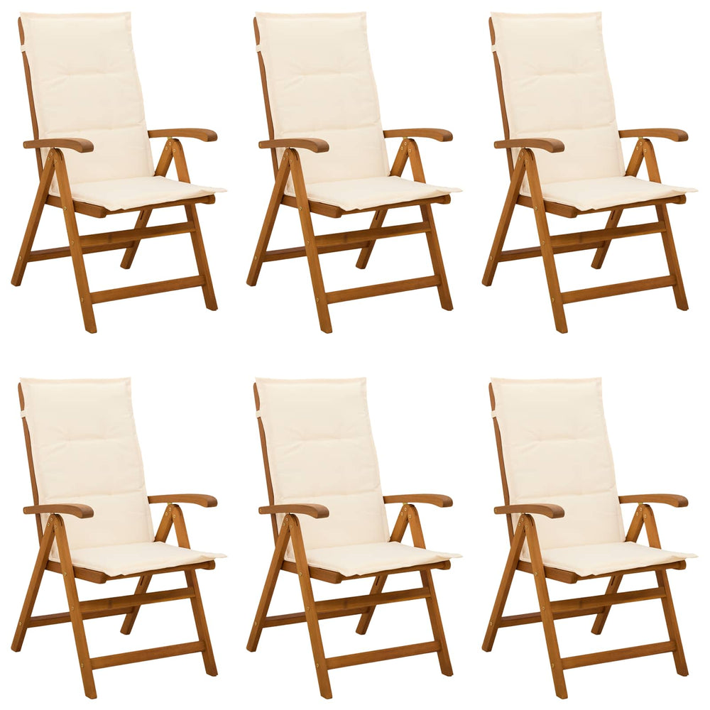 vidaXL Reclining Garden Chairs 6 pcs Natural Solid Acacia Wood