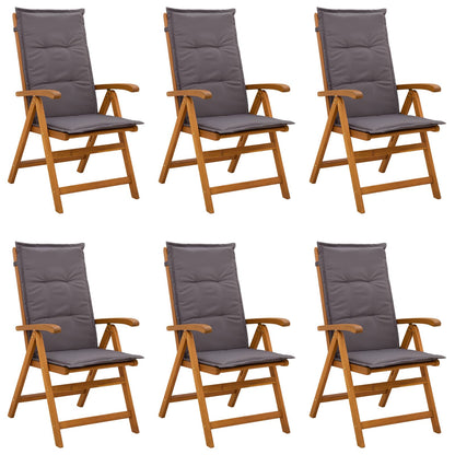 vidaXL Reclining Garden Chairs 6 pcs Natural Solid Acacia Wood 1