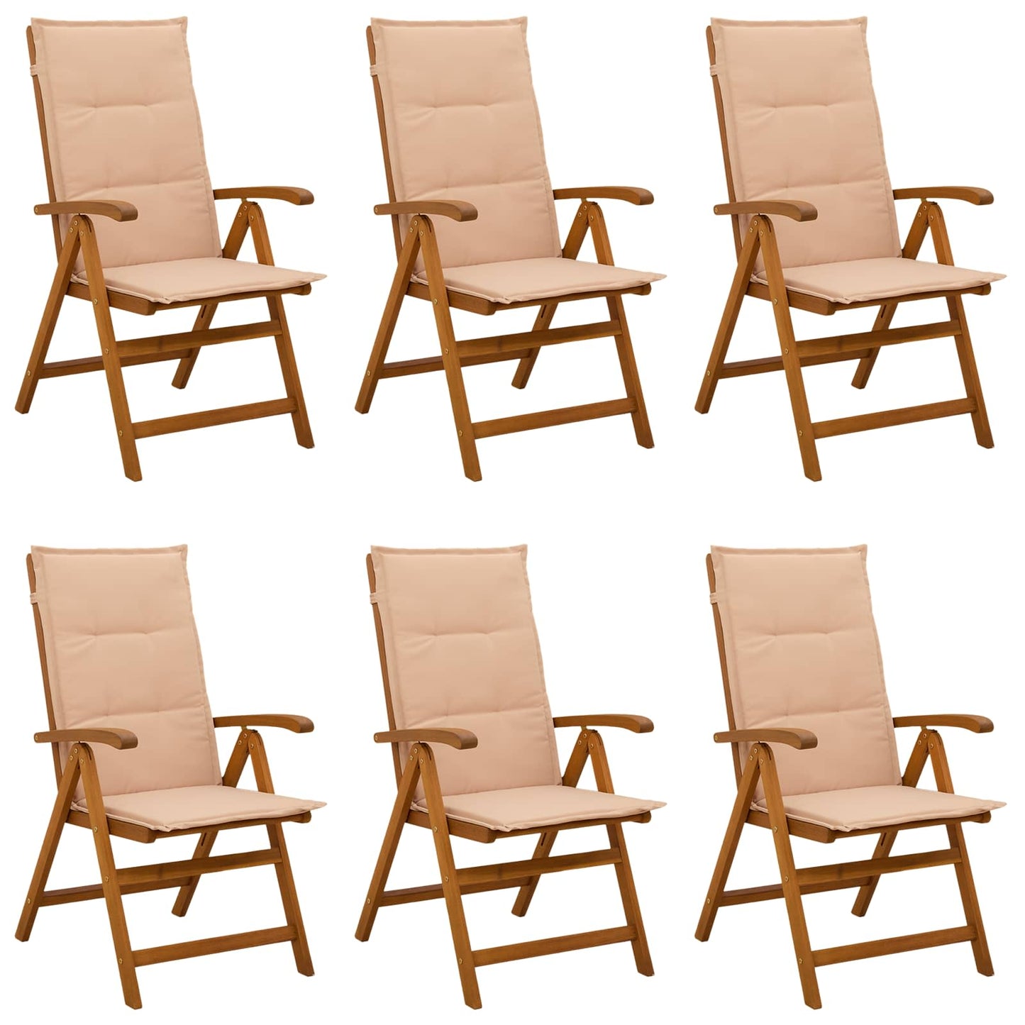 vidaXL Reclining Garden Chairs 6 pcs Natural Solid Acacia Wood 1
