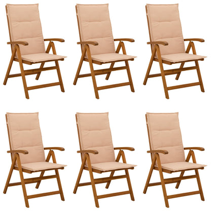 vidaXL Reclining Garden Chairs 6 pcs Natural Solid Acacia Wood 1