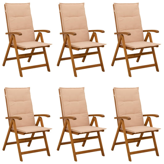 vidaXL Reclining Garden Chairs 6 pcs Natural Solid Acacia Wood 1