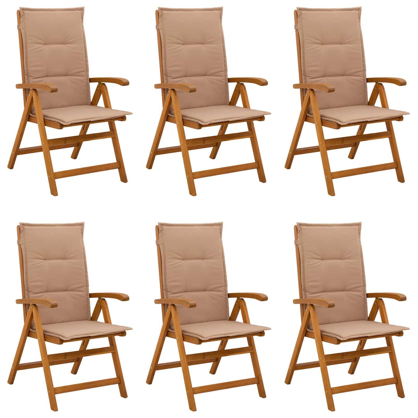 vidaXL Reclining Garden Chairs 6 pcs Natural Solid Acacia Wood 1