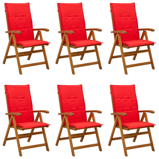 vidaXL Reclining Garden Chairs 6 pcs Natural Solid Acacia Wood 1