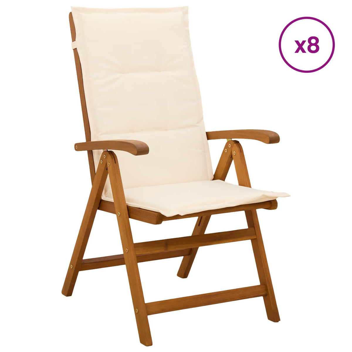 vidaXL Reclining Garden Chairs 8 pcs Natural Solid Acacia Wood 1