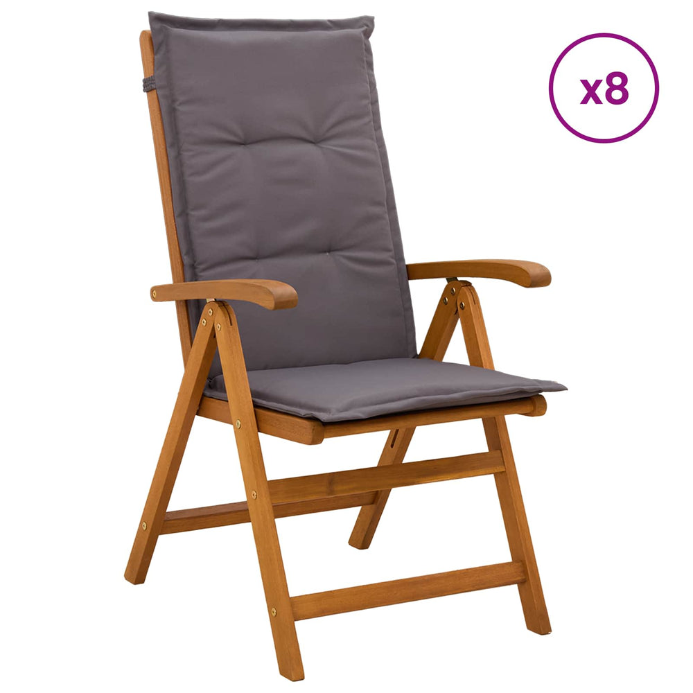vidaXL Reclining Garden Chairs Natural Solid Acacia Wood 8 pcs