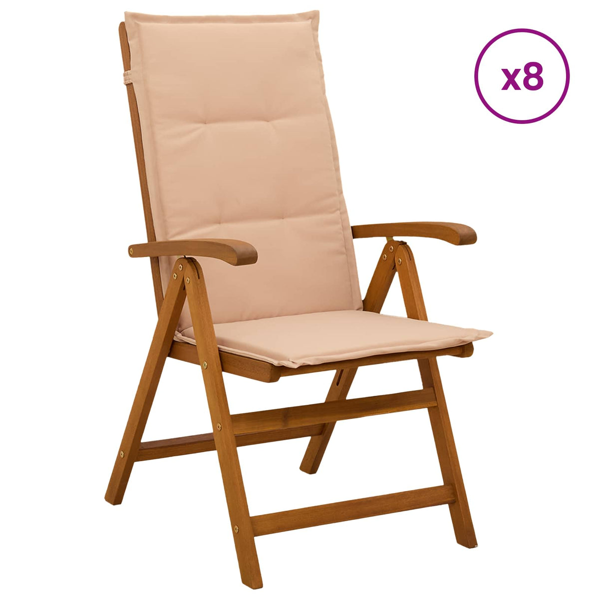 vidaXL Reclining Garden Chairs 8 pcs Natural Solid Acacia Wood 1