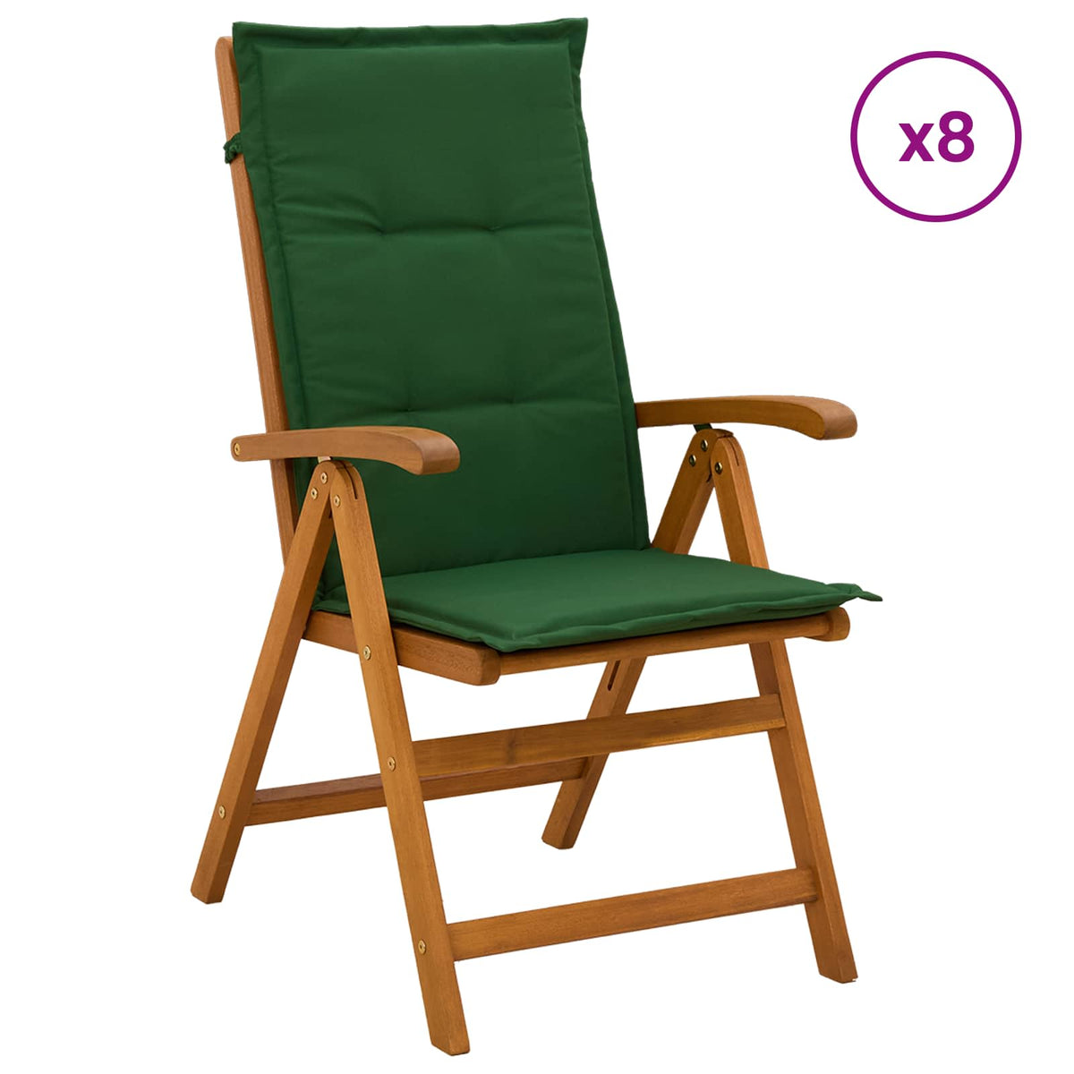 vidaXL Reclining Garden Chairs 8 pcs Natural Solid Acacia Wood 1