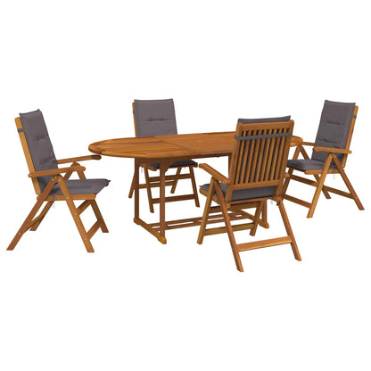 vidaXL 5-Piece Garden Dining Set Natural Solid Acacia Wood 2