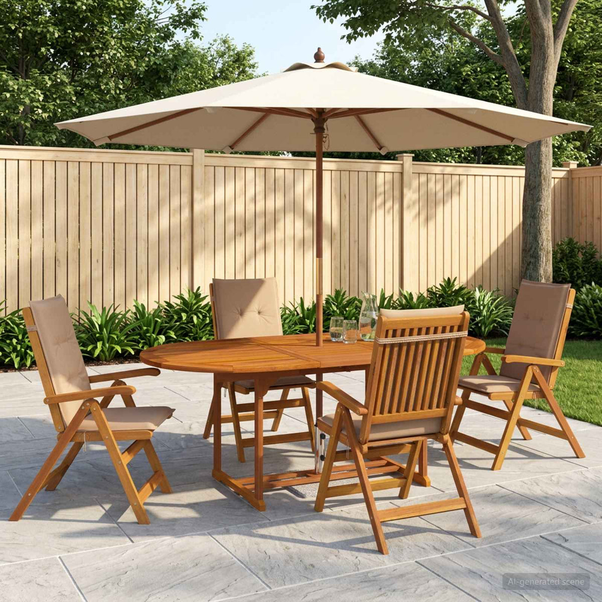 vidaXL 5-Piece Garden Dining Set Natural Solid Acacia Wood 1