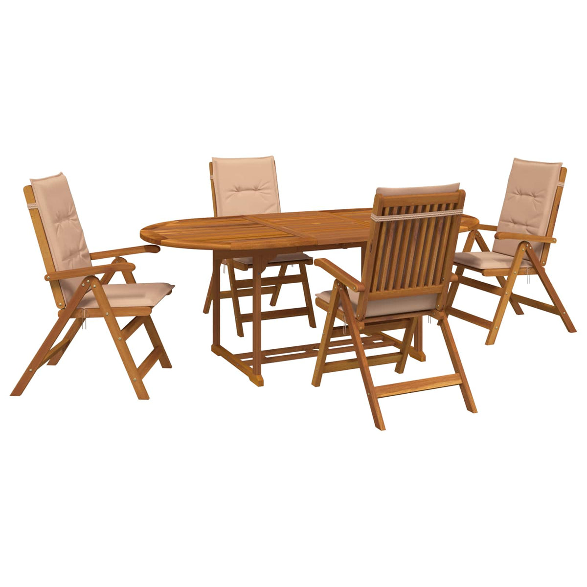 vidaXL 5-Piece Garden Dining Set Natural Solid Acacia Wood 2