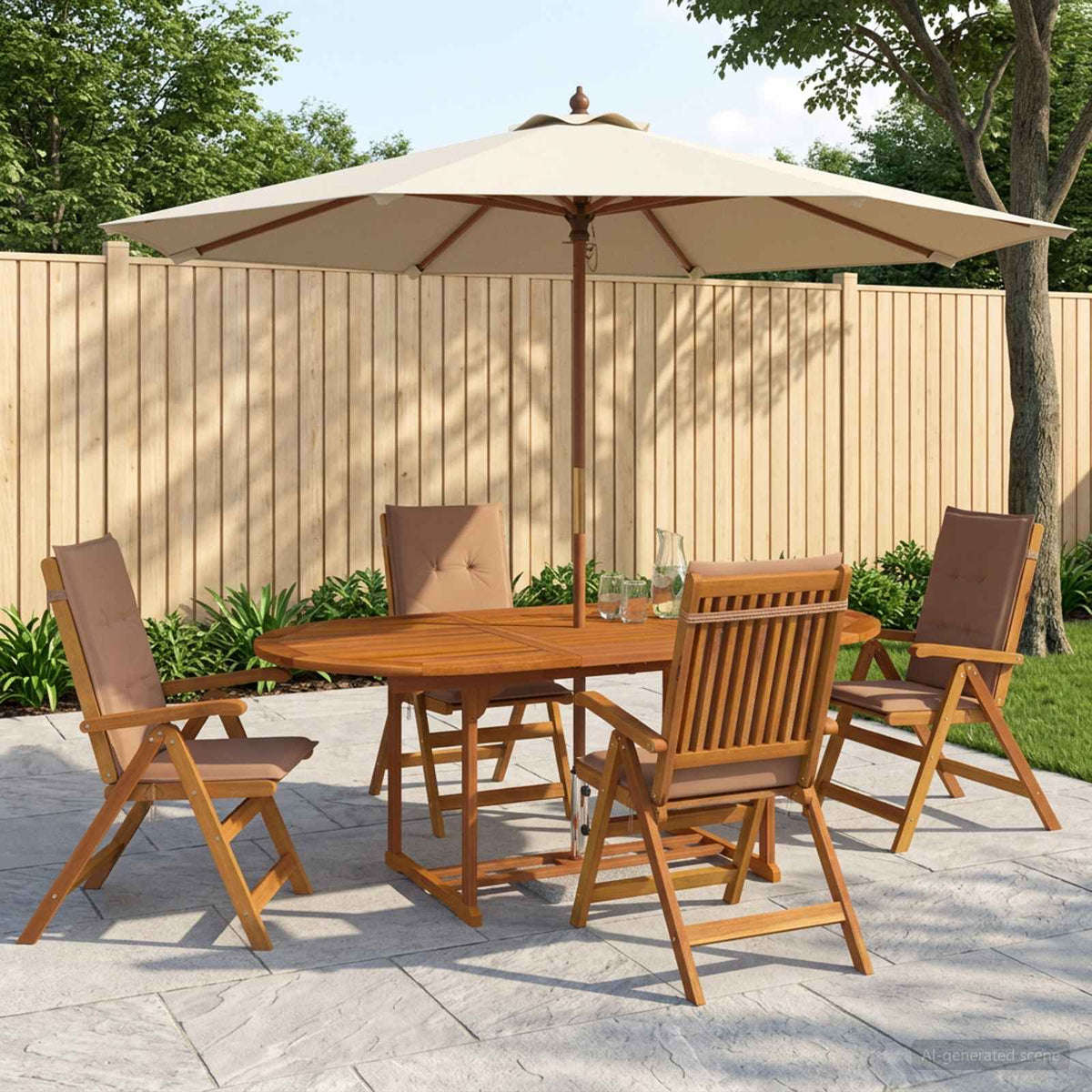 vidaXL 5-Piece Garden Dining Set Natural Solid Acacia Wood 1