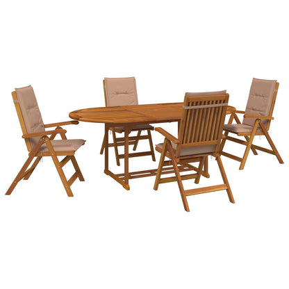 vidaXL 5-Piece Garden Dining Set Natural Solid Acacia Wood 2