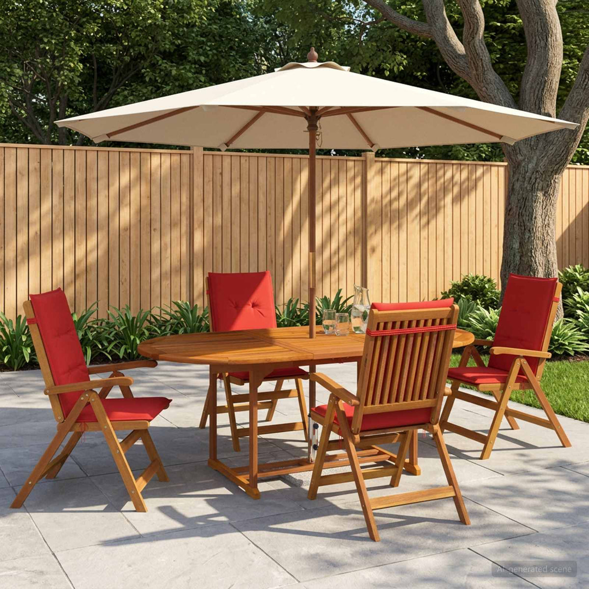 vidaXL 5-Piece Garden Dining Set Natural Solid Acacia Wood 1