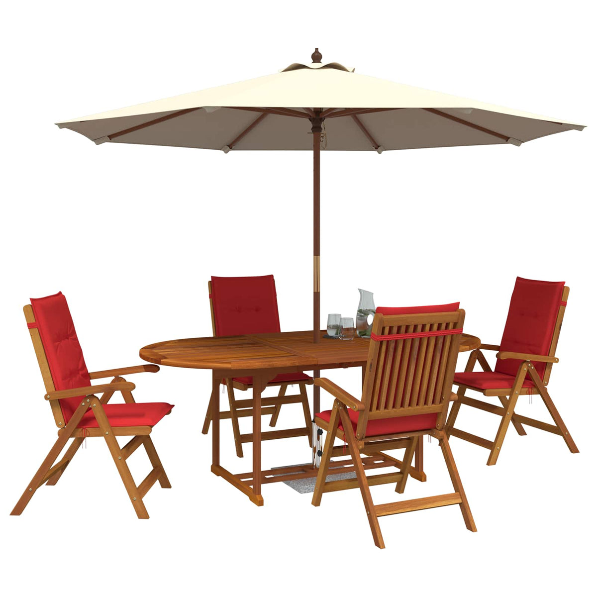 vidaXL 5-Piece Garden Dining Set Natural Solid Acacia Wood 3