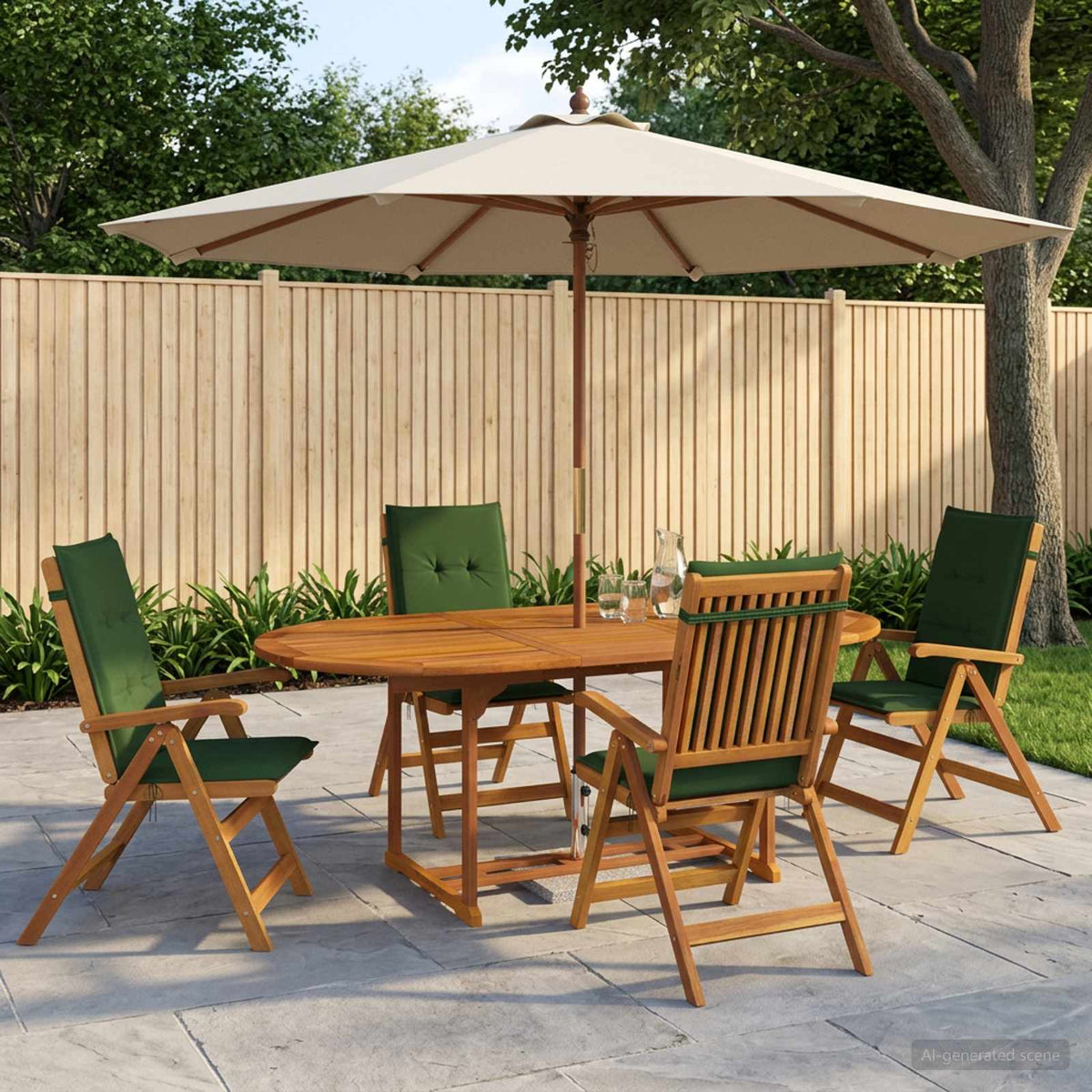 vidaXL 5-Piece Garden Dining Set Natural Solid Acacia Wood 1