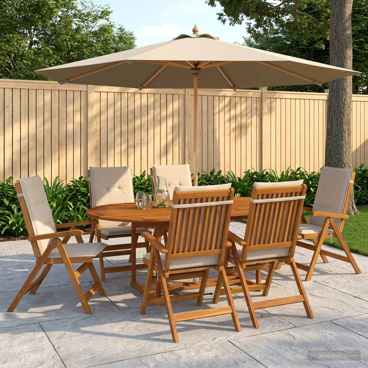 vidaXL 7-Piece Garden Dining Set Natural Solid Acacia Wood 1